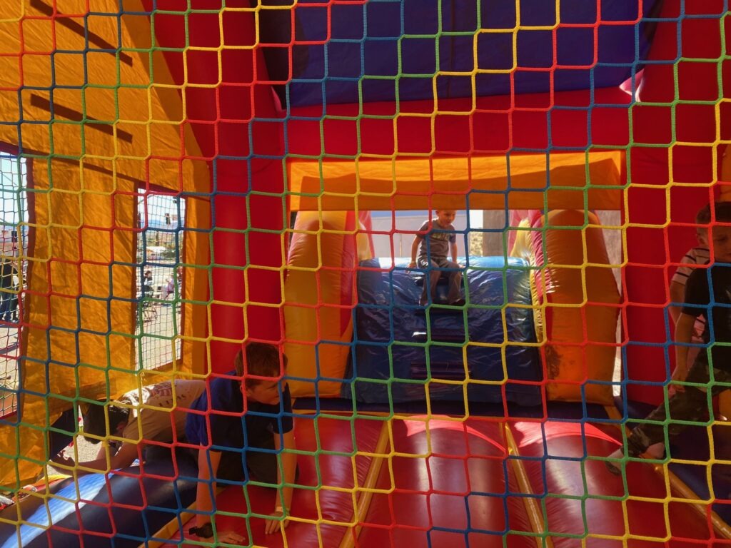 Kids on a bounce house